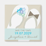 fatfatin Beach Aqua Flip Flops Save The Date Fridge Magnet