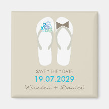 fatfatin Beach Aqua Flip Flops Save The Date Magnets