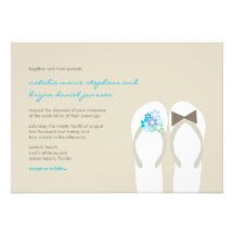 fatfatin Beach Aqua Flip Flops Wedding Invitation
