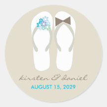 fatfatin Beach Aqua Flip Flops Wedding Sticker
