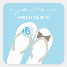 fatfatin Beach Aqua Flip Flops Wedding Sticker