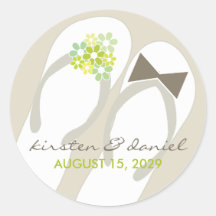 fatfatin Beach Green Flip Flops Wedding Sticker
