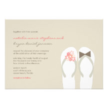 fatfatin Beach Pink Flip Flops Wedding Invitation