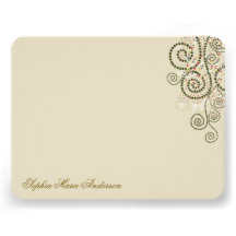 fatfatin Boho Green Spirals Bat Mitzvah Thank You Personalized Invite