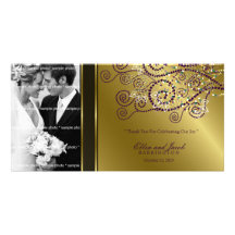 fatfatin Boho Purple Spirals Wedding Thank You Personalised Photo Card
