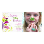 fatfatin Colourful Floral Leaves Birthday Invite Customized Photo Card