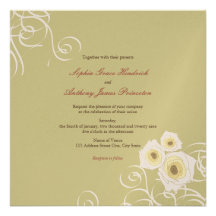 fatfatin Cream Roses & Swirls Tea Wedding Invite