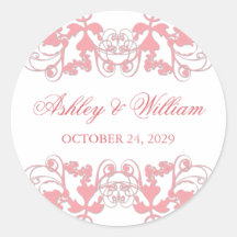 fatfatin Floral Flourish Pink Wedding Sticker