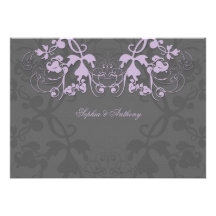 fatfatin Floral Flourish Purple Wedding Invitation