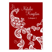 fatfatin Floral Peacock White Pattern Profile Card Business Card Template