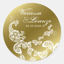 fatfatin Floral White Peacock Wedding Sticker