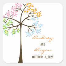 fatfatin Four Seasons Tree Fall Wedding Sticker