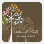 fatfatin Four Seasons Trees Brown Wedding Sticker