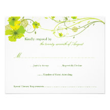 fatfatin Green Hibiscus Swirls & Swallows RSVP Car Personalized Announcement