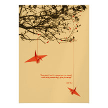 fatfatin Hanging Paper Cranes Wedding Invitation
