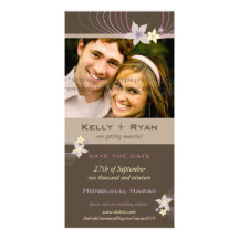 fatfatin Ikebana Blooms Purple Save The Date Personalised Photo Card