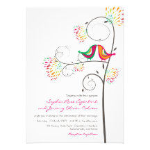 fatfatin Kissing Summer Birds Wedding Invite