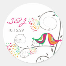 fatfatin Kissing Summer Birds Wedding Stickers