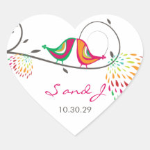 fatfatin Kissing Summer Birds Wedding Stickers