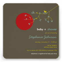 fatfatin Nesting Bird Family 3 Baby Shower Invite