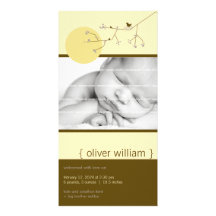 fatfatin Nesting Bird Family 4 Birth Announcement Photo Greeting Card