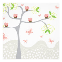 fatfatin Pink Cupcakes Tree Birthday Invite