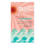 fatfatin Pink Sun & Aqua Waves Profile Card Business Cards