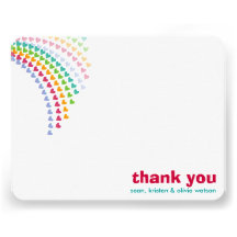 fatfatin Rainbow Heart Sprinkles Baby Thank You 2 Custom Invitation