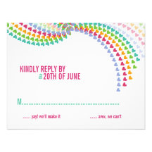 fatfatin Rainbow Heart Sprinkles RSVP Card Personalised Invites