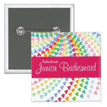 fatfatin Rainbow Heart Sprinkles Wedding Name Tag Pinback Button