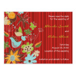 fatfatin Red Floral Garden Save The Date Postcard