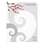 fatfatin Red Sakuras Zen Swirls Letterhead