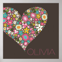 fatfatin Spring Flowers Heart Wall Art Print