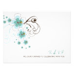 fatfatin Tropical Hibiscus Blue Wedding RSVP Reply Personalised Invitations