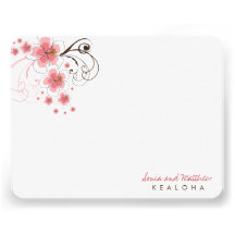 fatfatin Tropical Hibiscus Pink (R) Thank You Card Custom Announcement