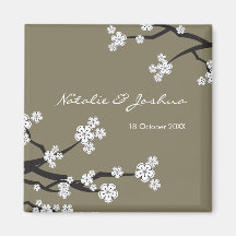 fatfatin White Sakuras Save The Date Magnet