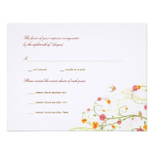 fatfatin Yellow Hibiscus Swirls & Swallows RSVP Custom Invites