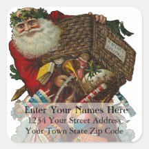 Father Christmas Vintage Address Label Sticker