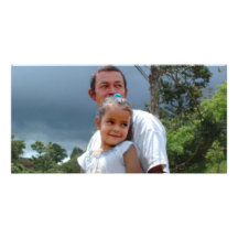 Father Holding daughter in Park Picture Card