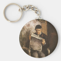 Father Of The Artist Reading by Cezanne, Fine Art Key Chain