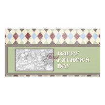 Fathers Day ADD YOUR PHOTO 1st First Argyle Personalized Photo Card