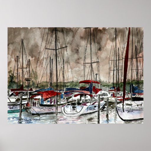 Father's Day sailing sail boats art on canvas Poster