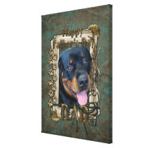 Fathers Day - Stone Paws - Rottweiler - Harley Gallery Wrapped Canvas