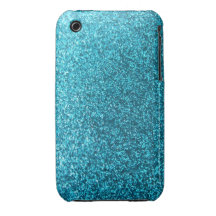 Faux Blue Glitter Case-Mate iPhone 3 Cases