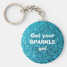 Faux Blue Glitter Keychain