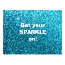 Faux Blue Glitter Postcard