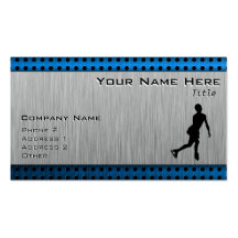 Faux Brushed Metal; Figure Skating Business Cards
