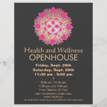 Faux Gold Leaf Pink Lotus Healing Arts Flyer