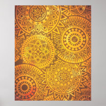 Faux Golden Suns pattern Print