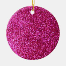 Faux Hot Pink Glitter Christmas Tree Ornament
